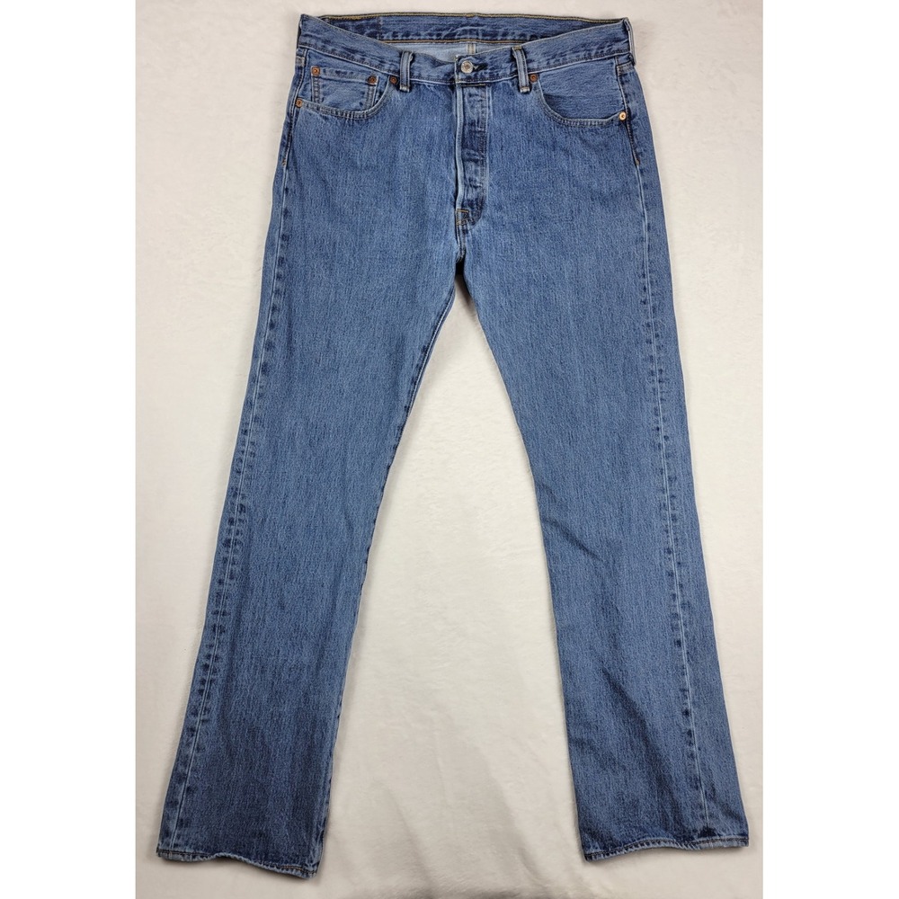 Levi's 501 Straight Leg Jeans Mens W36 L34 Blue Classic Denim Pants‎